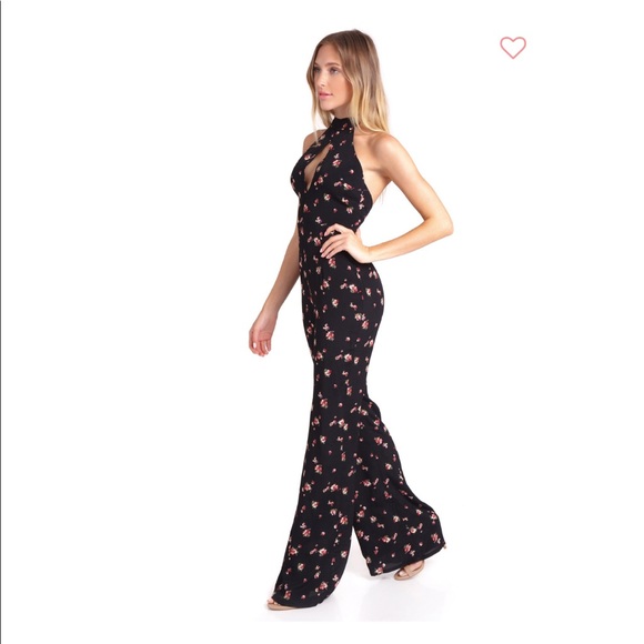 Flynn Skye Elaina dark bloom halter jumpsuit NWT - Picture 8 of 11